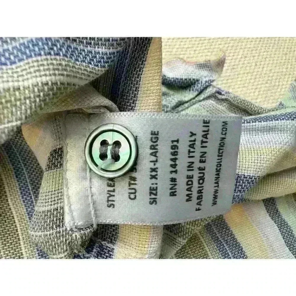 Lanai Men’s Short Sleeve Shirt Size XXL Made In Italy 100% Cotton Excellent Cond - Picture 7 of 8